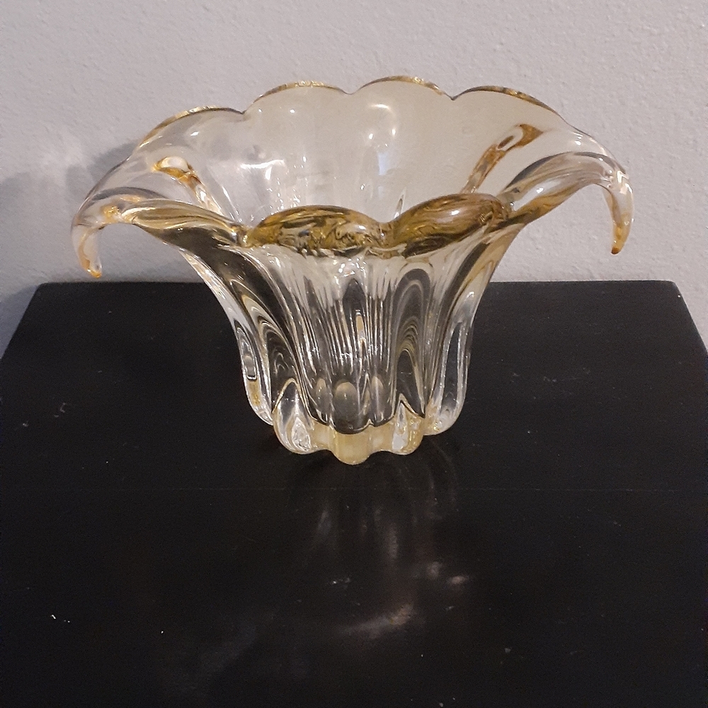 Vintage Hand Blown Murano Honey Gold Vase